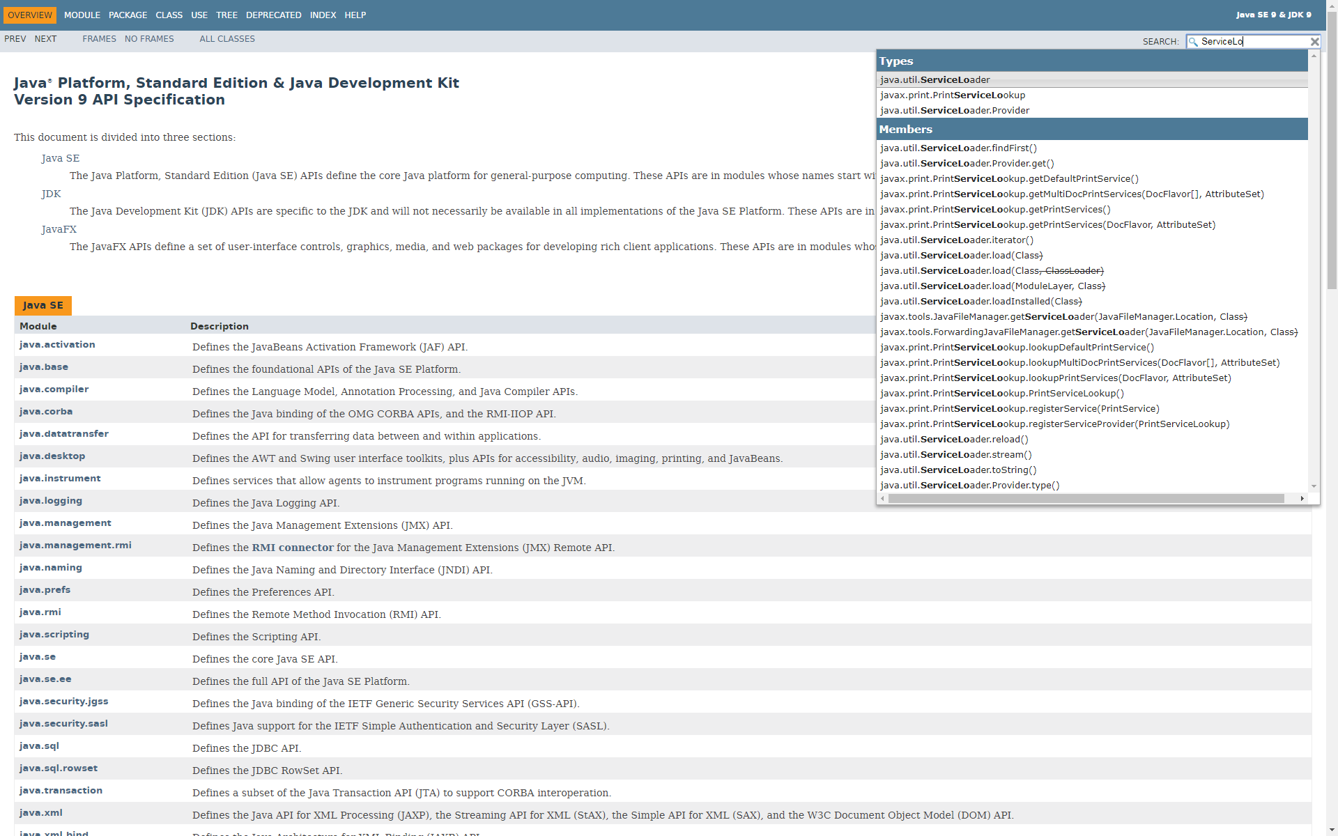 javadoc html5 example
